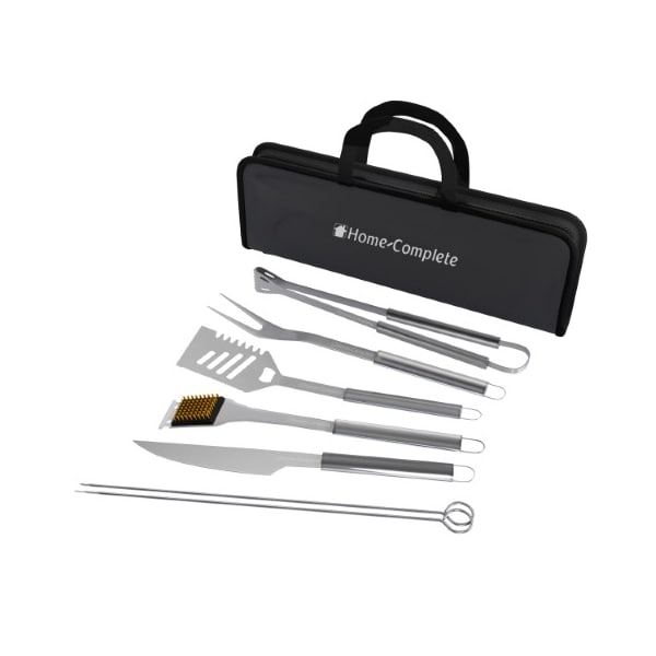 Hastings Home BBQ Grill Tool Stainless Steel Barbecue Grilling Set, 7 Utensils, Spatula, Tongs, Knife with Case 244022SUZ - main